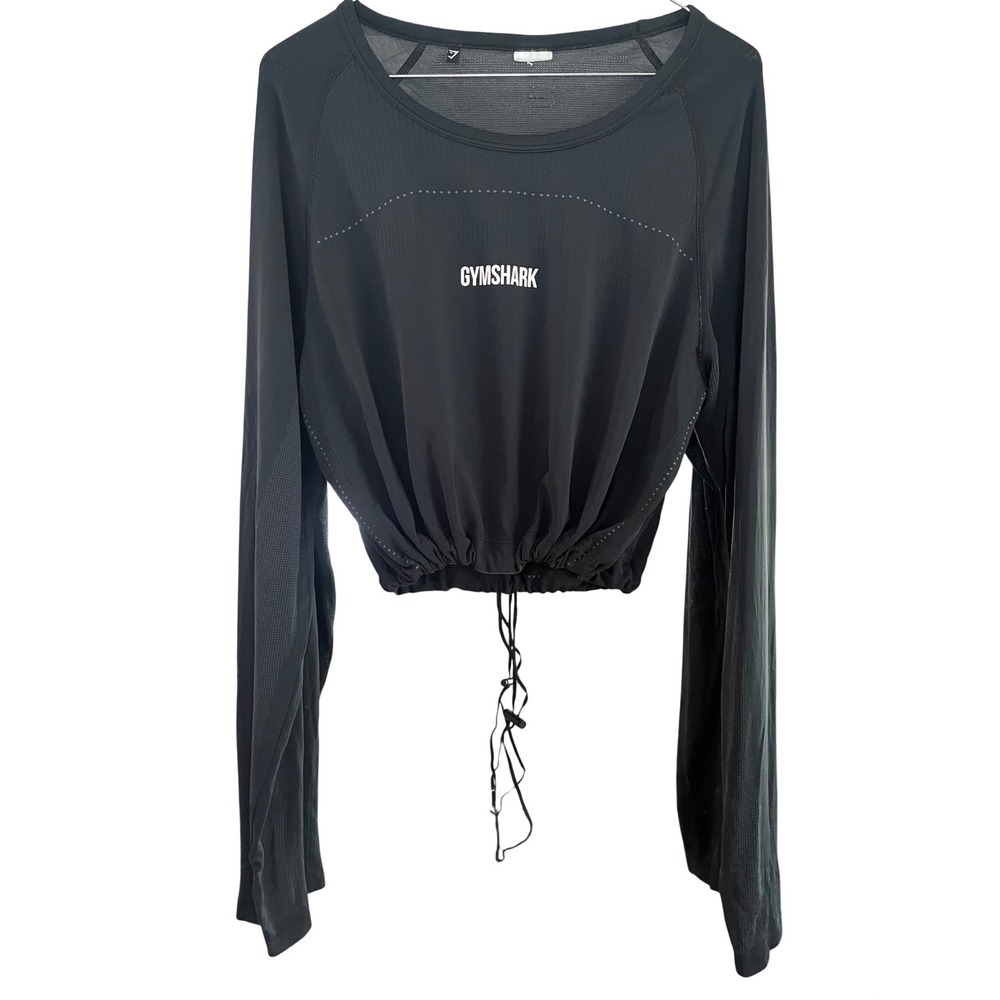 Gymshark Black Long Sleeve Drawstring Crop Top